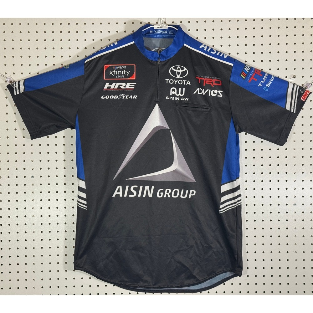 Simpson NASCAR Xfinity HRE Toyota TRD Aisin Crew Shirt Mens Medium Black Blue